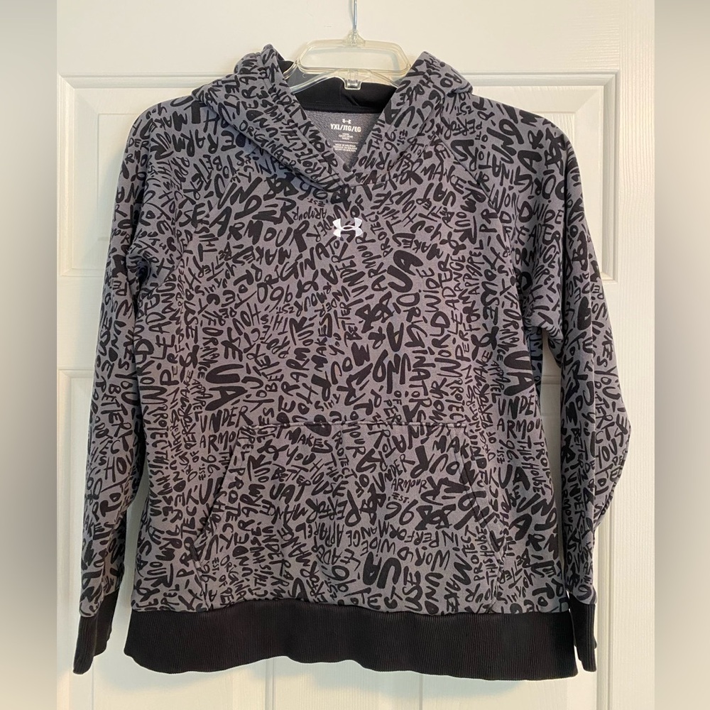 Kids Under Armour Charcoal and Black Graphic Hoodie